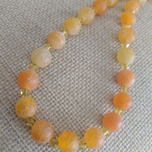 Necklace, Fire Agate, oranges and yellows, 18 inch